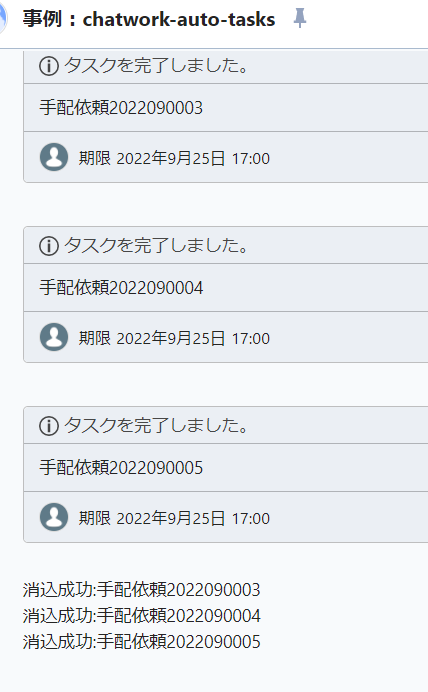 Chatworkのグループチャットのタスクが完了になっている画像